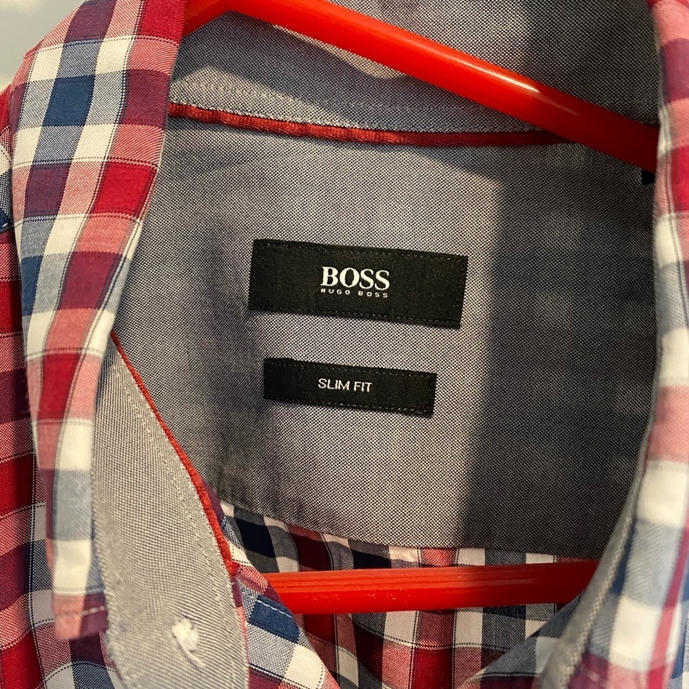 Mens Small Hugo Boss Plaid Button Down Shirt